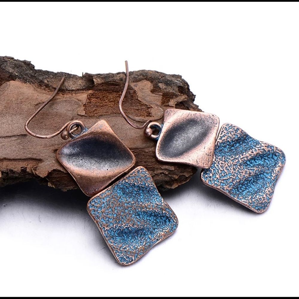 Vintage Style Two Bars Square Earrings